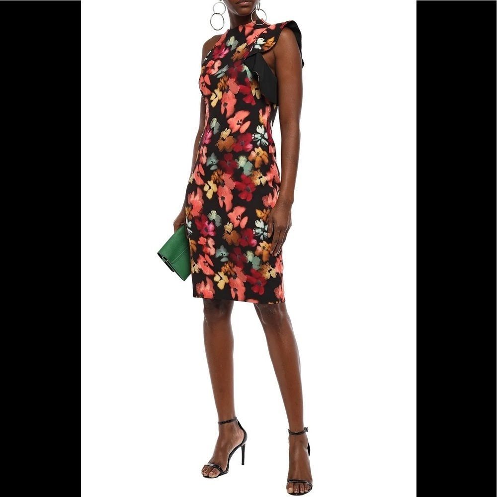 BLACK HALO Pabla ruffled floral-print dress